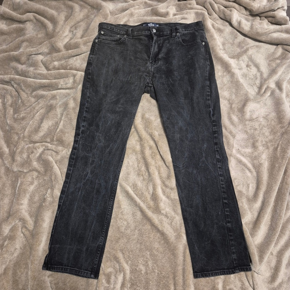 Hollister California Mens Slim Straight Jeans Washed Black 36x32 Denim Pants